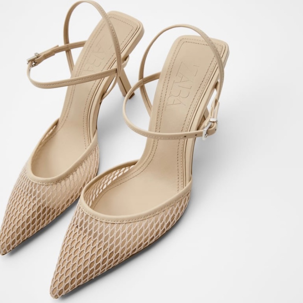 ZARA Nude Mesh Slingback Heel